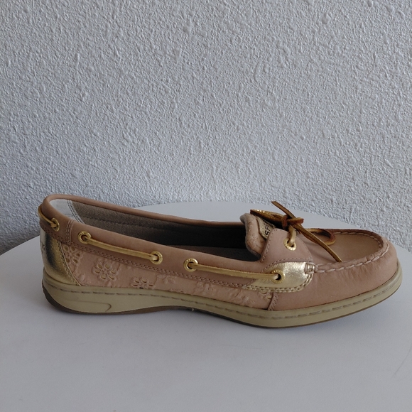 SOLD SOLD SOLD Linen Eyelet Gold/Tan Boat Shoes - Picture 8 of 15
